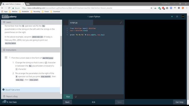 Playing Python Basic Date and Time Output from Codecademy смотреть онлайн