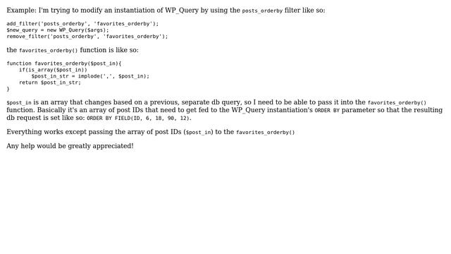 Wordpress: Is it possible to add an argument to a custom function added to a filter hook? смотреть онлайн