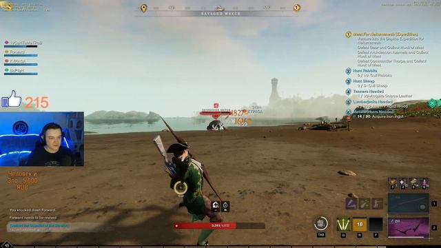 Прокачка с 45 уровня. Пробуем сделать лук! Сервер Sanor, марадёры. Гильдия ITPO6UTUE. New world! смотреть онлайн