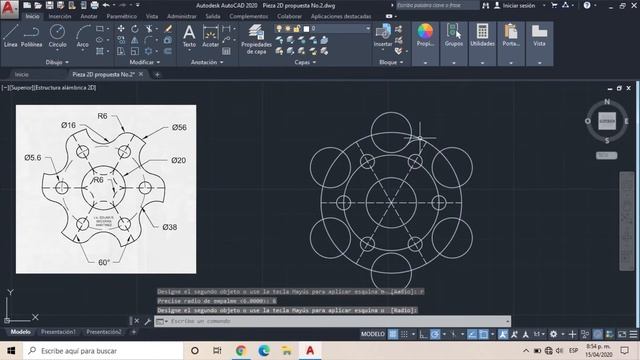 Pieza Propuesta No.2 AutoCAD 2020 (Learning Series A-CAD Chpt. 2) смотреть онлайн