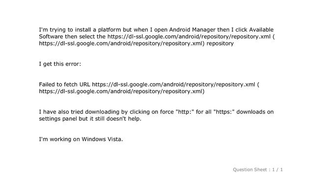 Android : Android SDK Manager gives "Failed to fetch URL https://dl-ssl.google.com/android/reposito смотреть онлайн