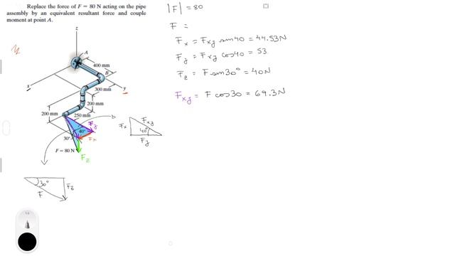 Equivalent resultant force and couple moment on the pipe смотреть онлайн