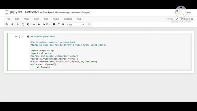 How to invert a video frame using opencv in python? #opencv #imageprocessing #python #python_seeker смотреть онлайн