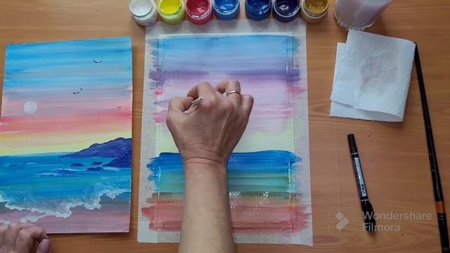 урок рисования для детей. Рисуем морской пейзаж гуашью. смотреть онлайн