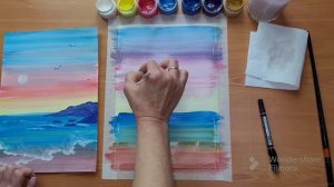 урок рисования для детей. Рисуем морской пейзаж гуашью.