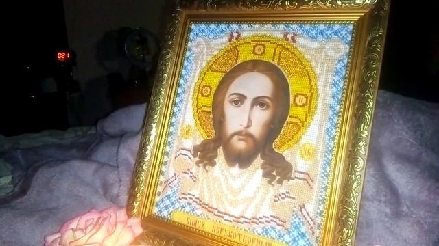 обзор иконы Спаса Нерукотворного .вышивка бисером.ручная работа смотреть онлайн