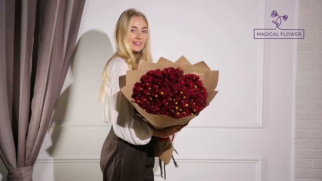 букет из 25 красных хризантем смотреть онлайн
