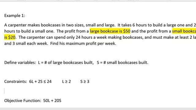 Linear Programming (intro -- defining variables, constraints, objective function) смотреть онлайн