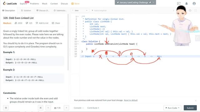 Leetcode 328 - Odd Even Linked List (JAVA, Solution Explain!) смотреть онлайн