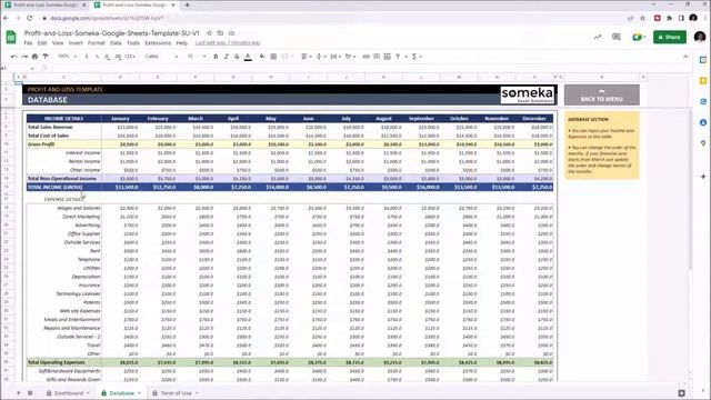 Profit and Loss Statement Google Sheets Template | P&L Statement смотреть онлайн