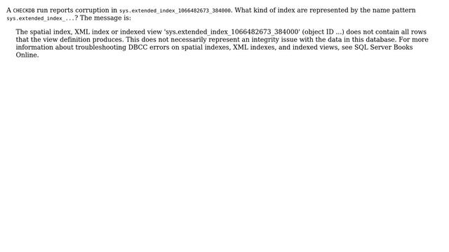 Databases: What are "sys.extended_index..." indexes? смотреть онлайн