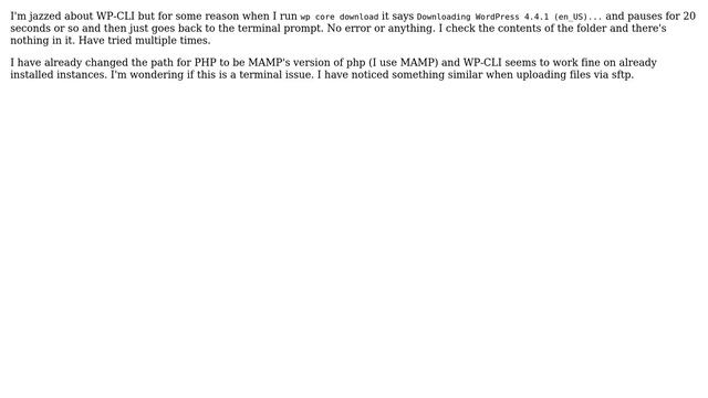 Wordpress: WP-CLI mysteriously stopping while downloading the core смотреть онлайн