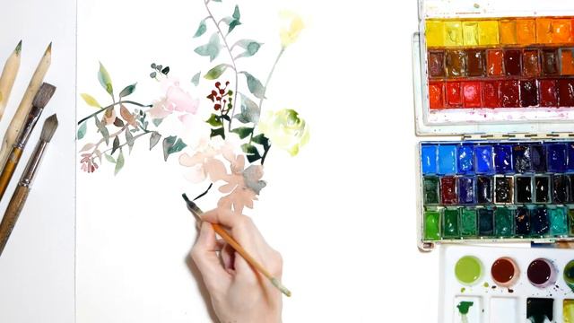 Рисуем акварелью цветы. смотреть онлайн