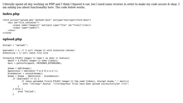 Code Review: Uploading multiple images using PHP смотреть онлайн