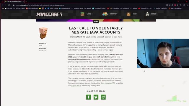 Minecraft Java: Officially Requires a Microsoft Account to Play - March 10th 2022 смотреть онлайн