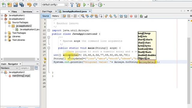 Java program to sort a numeric array and a string array смотреть онлайн