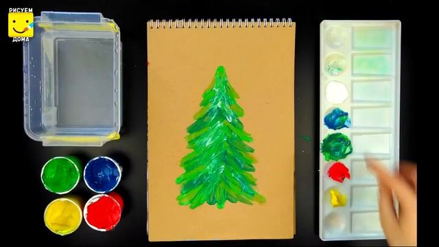 Ёлочка пальчиковыми красками смотреть онлайн