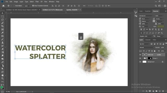 Watercolor Splatters EffectsTutorial | Free Brush