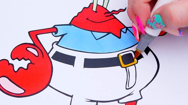Coloring SpongeBob SquarePants, Squidward & Mr. Krabs Coloring Pages | Markers
