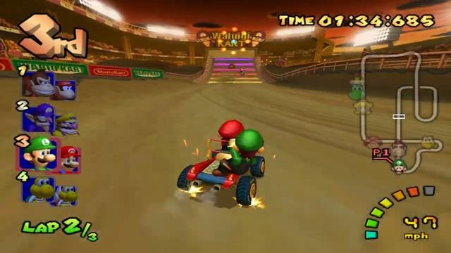 Mario Kart: Double Dash (GC) walkthrough - Waluigi Stadium смотреть онлайн