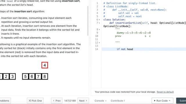 LEETCODE 147 INSERTION SORT LIST PYTHON | leetcode insertion sort смотреть онлайн