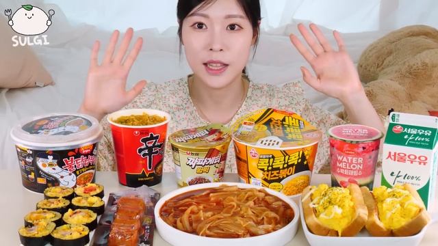 ASMR MUKBANG| 편의점 직접 만든 불닭 떡볶이 치킨 김밥 디저트 먹방 & 레시피 FRIED CHICKEN AND Tteokbokki EATING