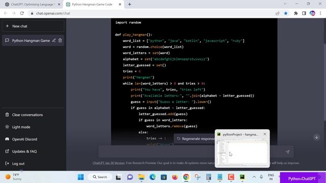 Python + ChatGPT - Python programming Hangman game - Open AI смотреть онлайн