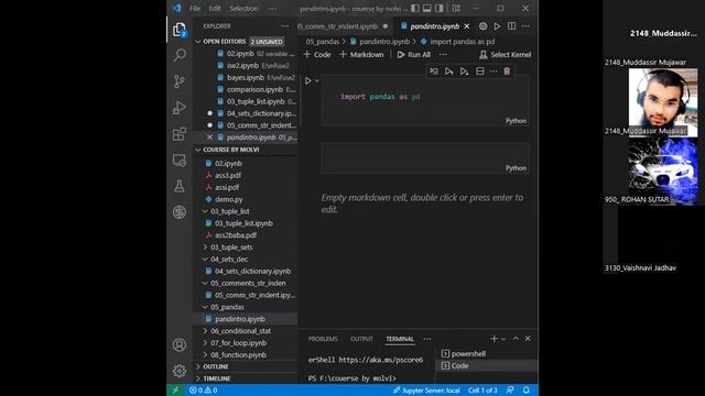 comments, string, indentation in python and small intro to pandas смотреть онлайн