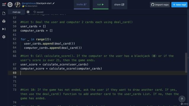 Day 11 - The Blackjack Capst5 Hint 9 Solution Walkthrough_ Refactoring and calling calculate_score() смотреть онлайн