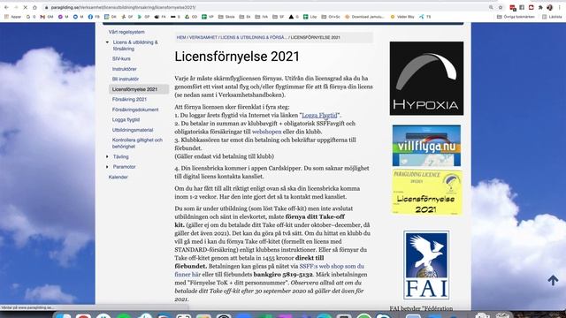 Skärmflyg - förnya licens och betala klubbavgift och försäkring. смотреть онлайн