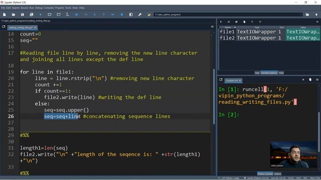 Reading sequence from fasta file & estimating DNA Composition & GC content : flags, for loop, SPYDE смотреть онлайн