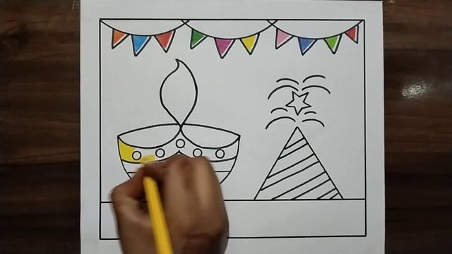 Diwali Drawing Easy And Beautiful / Diwali Drawing Easy / Happy Diwali Drawing / Diwali Drawing смотреть онлайн