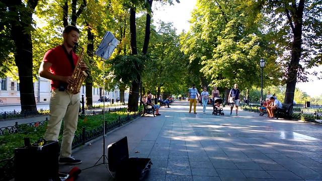 Одесса, август 2016, уличные музыканты, Street musicians, неизвестный Саксофонист 2 смотреть онлайн