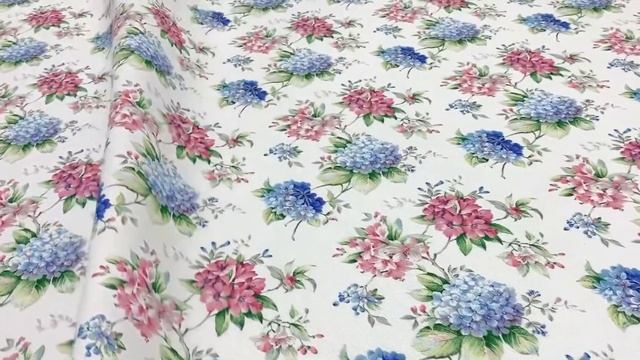 Рогожка "Розово-голубые букеты на белом", ш.1.5м, хлопок-100%, 165гр/м.кв АРТ 5638 смотреть онлайн