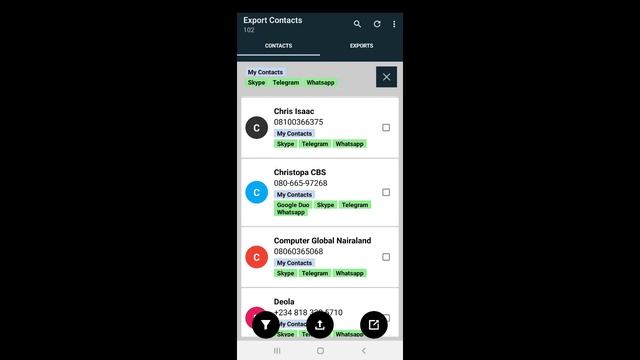 Export Contacts for android смотреть онлайн