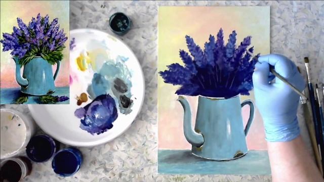 Художники от слова ХОРОШО! Букет лаванды. Акрил. A bouquet of lavender. Acrylic. смотреть онлайн