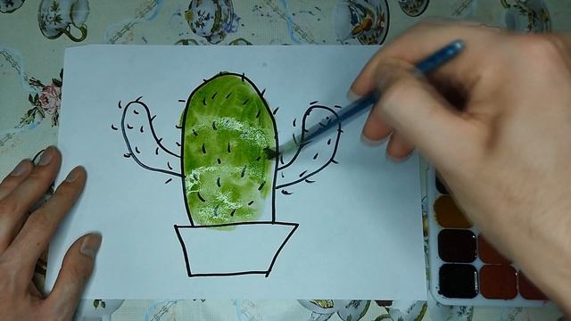 How to draw cactus / рисовать кактус для детей/ bolalar uchun kaktus rasmini chizish смотреть онлайн