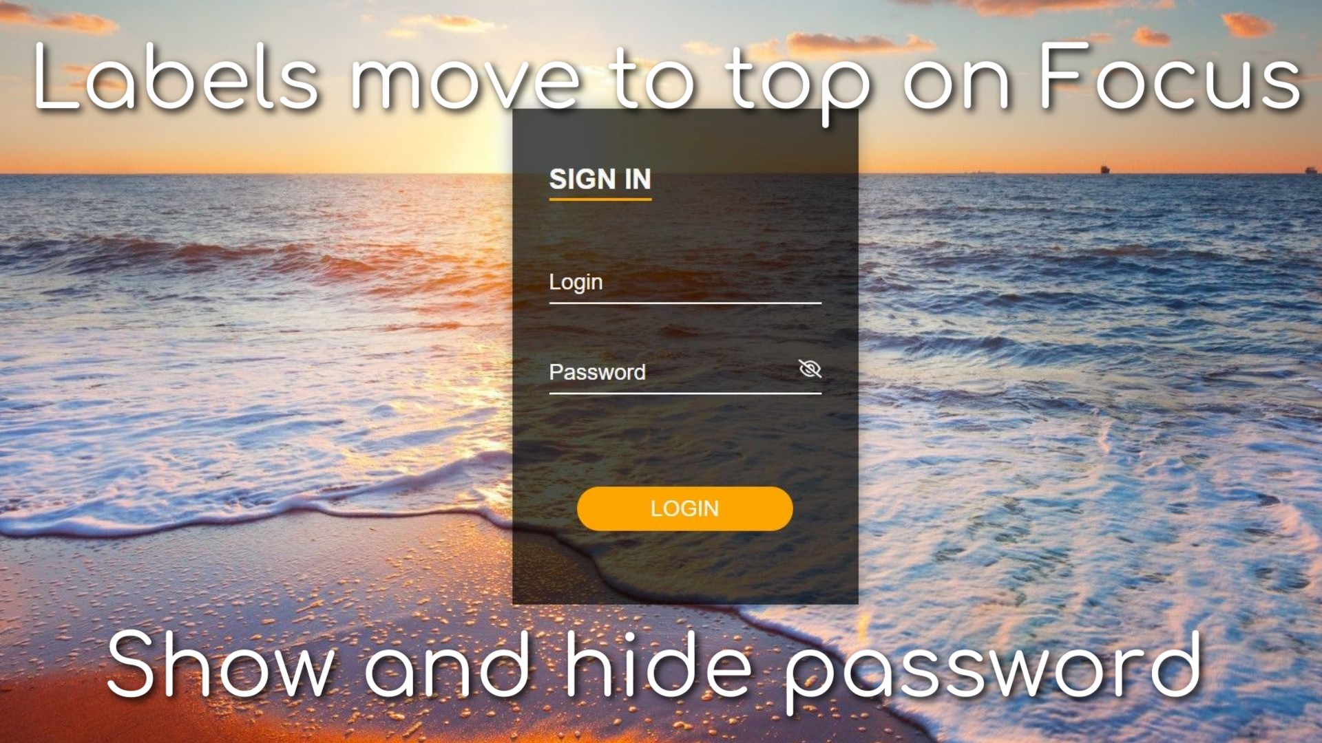 Создание анимации формы и отображение пароля с помощью нативного javascript | html css javascript смотреть онлайн