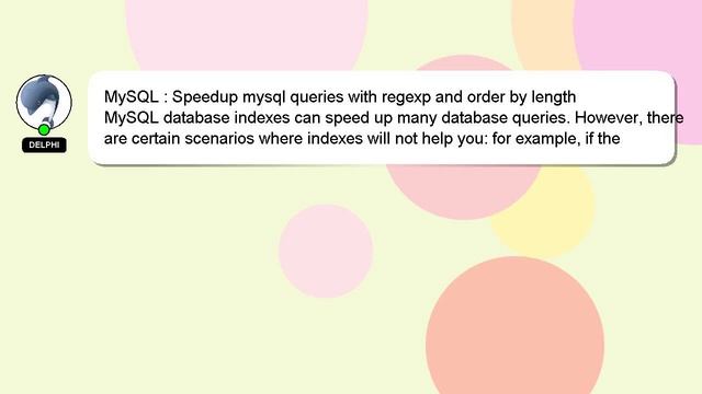 MySQL : Speedup mysql queries with regexp and order by length смотреть онлайн