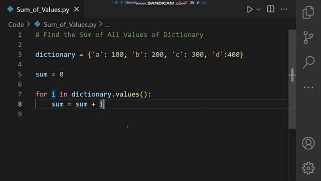 Perform Sum of Dictionary Values | Python смотреть онлайн