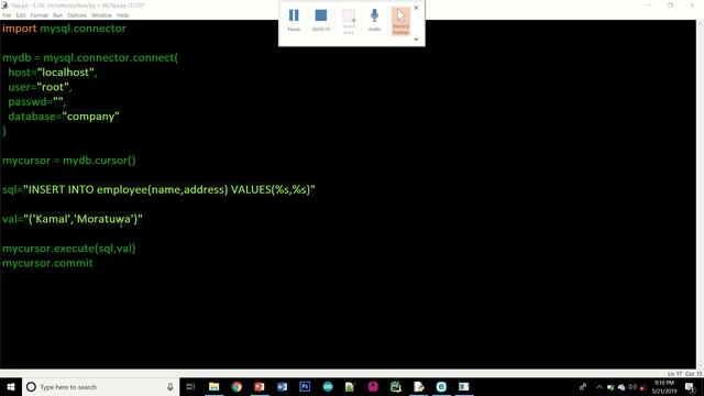 Insert one data to a table by python смотреть онлайн