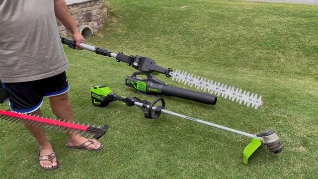 Greenworks 80v Pro Cordless 20" Pole vs 26" Hedge Trimmer Side by Side смотреть онлайн