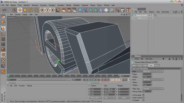 Видео уроки Cinema 4D - Модификатор Extrude NURBS смотреть онлайн