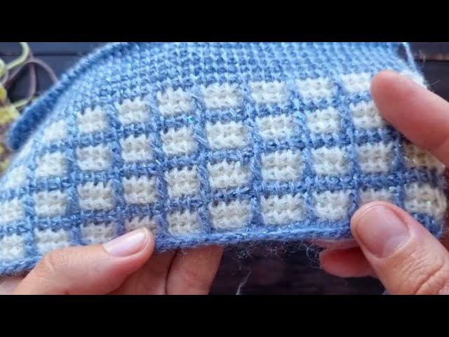 Простой рельефный узор крючком! Тунисское вязание. смотреть онлайн