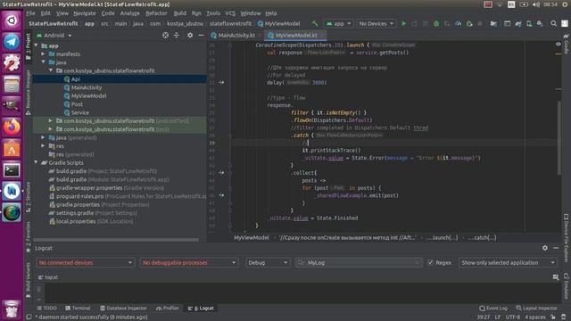 GETTING DATA RETROFIT WITH FLOW SHAREDFLOW, Update UI with STATEFLOW смотреть онлайн