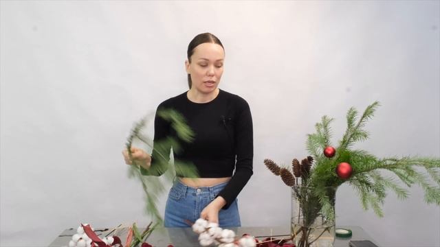 Зимний букет//флористика для начинающих