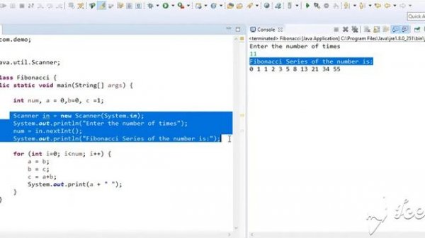 Fibonacci  | Java Program for the Fibonacci series