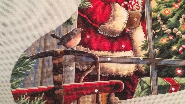 Вышивка крестиком Сапожок от Dimentions " Candy Cane Santa Stocking, Завершенная Работа ! смотреть онлайн