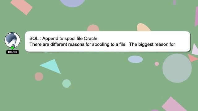 SQL : Append to spool file Oracle смотреть онлайн