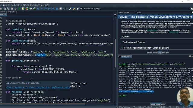 Build a ChatBot using NLTK | NLP | Spyder смотреть онлайн